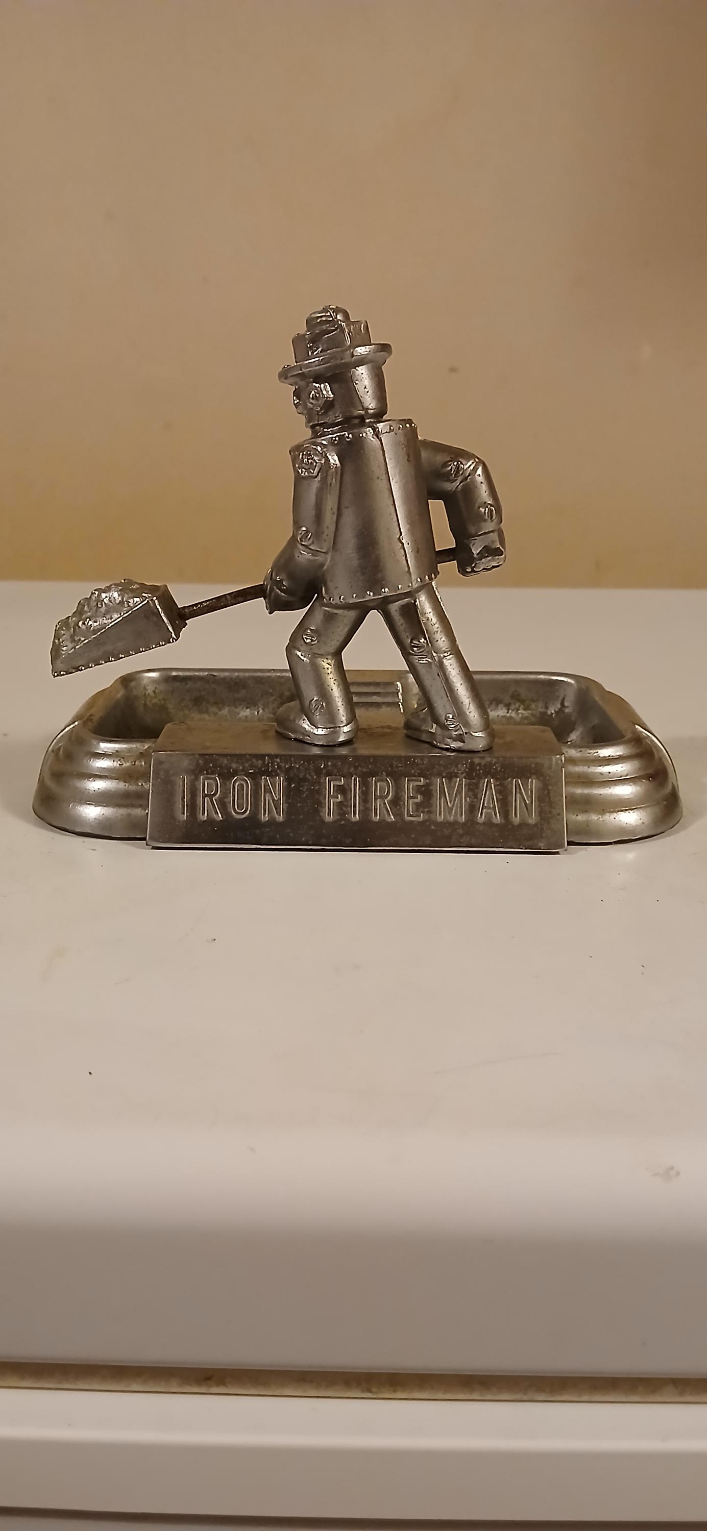 Vintage Iron Fireman Ashtray - Retro Metal Smoking Accessory