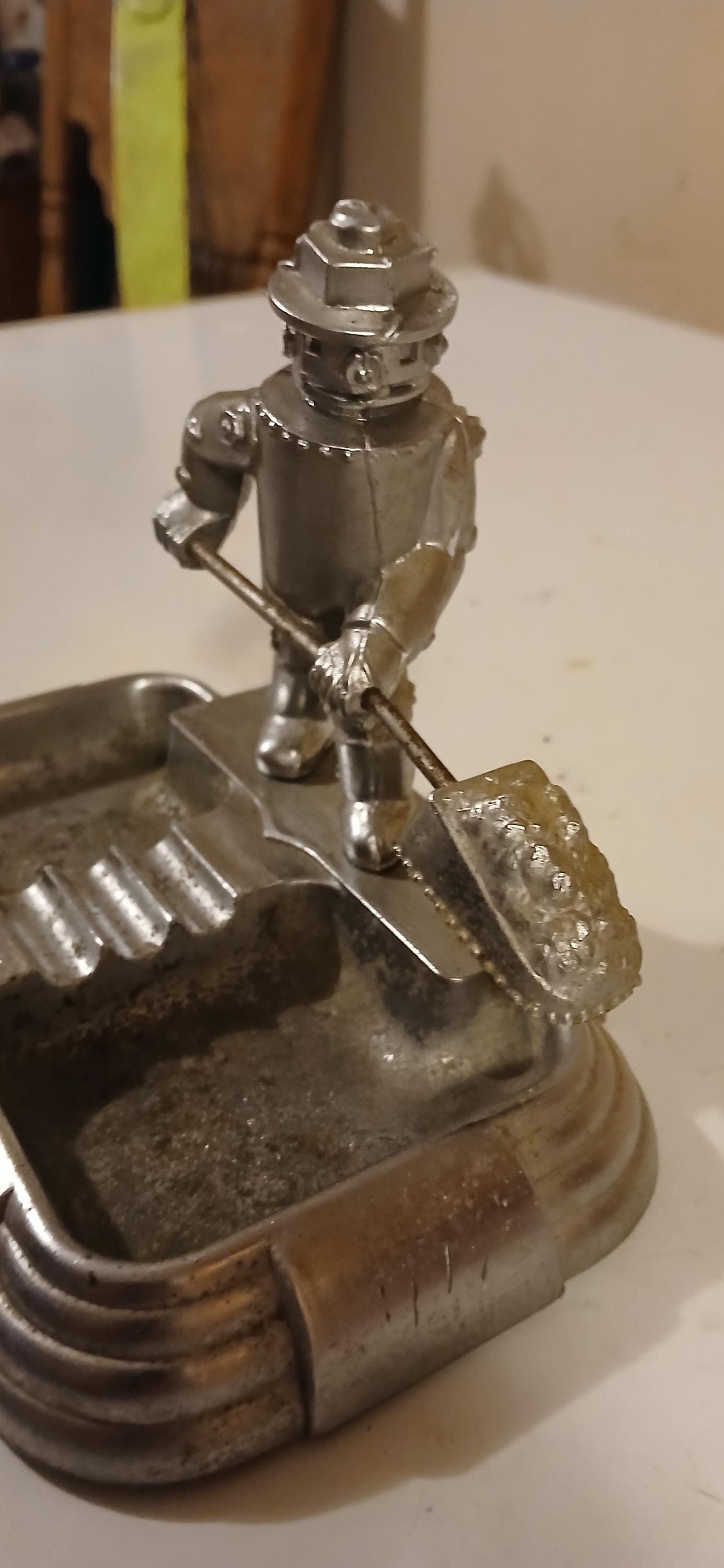 Vintage Iron Fireman Ashtray - Retro Metal Smoking Accessory