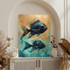 Leinwanddruck, Gespannt, Gespannt, Fisch matt Gedruckt, Gespannt, Wanddekoration, Hausdekoration, Geschenk für Fischliebhaber,