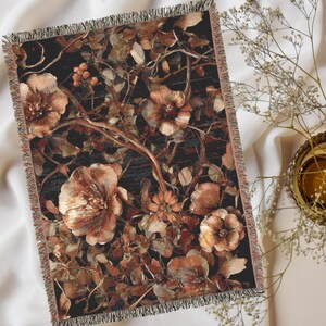 Floral Woven Blanket, Cozy Home Decor, Boho Throw, Perfect for Housewarming, Gift for Mom, Vintage Style Blanket