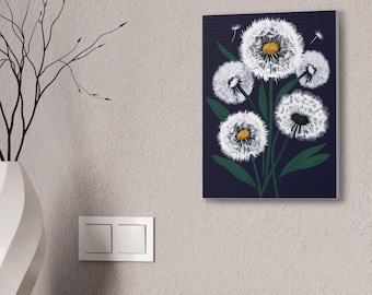 Dandelion Wall Art, Stretched Canvas, Wall Decor, Home Decor, Floral Art Print, Nature Art, Gift for Nature Lover, Dandelion Art Prints