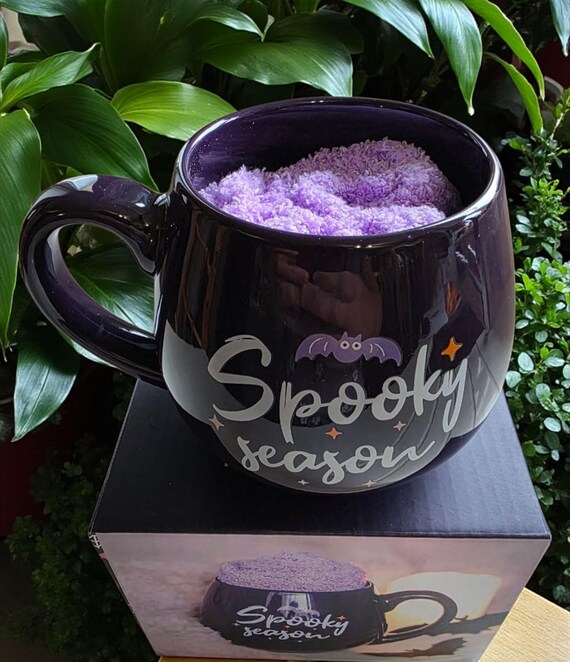Spooky Season Mug & Lilac Socks Gift Set: Pastel Halloween Boxed Set