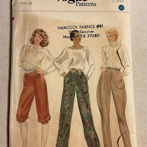 Vintage 80’s Jodhpurs, Knickers or Cuffed Pants Pattern Vogue 8087 S6 W23