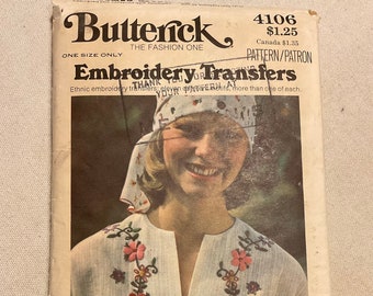 Vintage 70’s Embroidery Transfers from Butterick Iron On