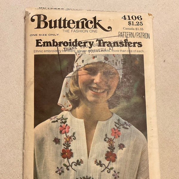 Vintage 70’s Embroidery Transfers from Butterick Iron On