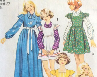 Vintage 1973 Girl's Jumper/Dress & Blouse Simplicity 6190 Sz 8 B27