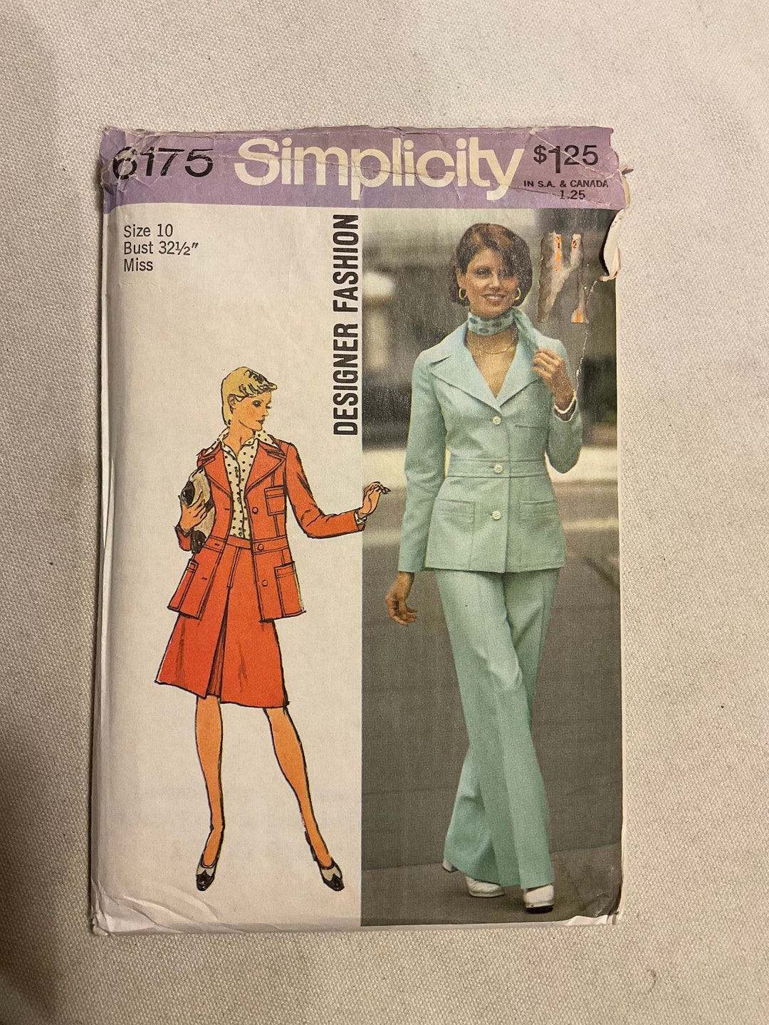 Vintage 70’s Mod Suit Pattern Jacket or Vest, Pants, Skirt Pattern ...