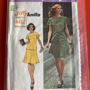 Vintage 1973 Simplicity Pattern #6081 Two Piece Dress for Knits B34 East To Make