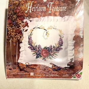 Vintage 80’s Heirloom Treasures Pillow Cross Stitch Kit