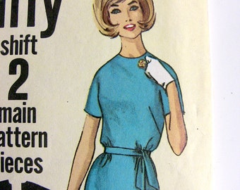 Simplicity 4919 Vintage Mod 60&#39;s Jiffy Dress Pattern Teen Size 14 B 34