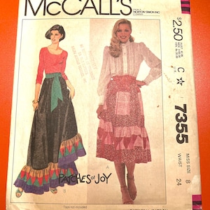 Vintage McCall’s 7355 1980 Patchwork kjolmönster S8