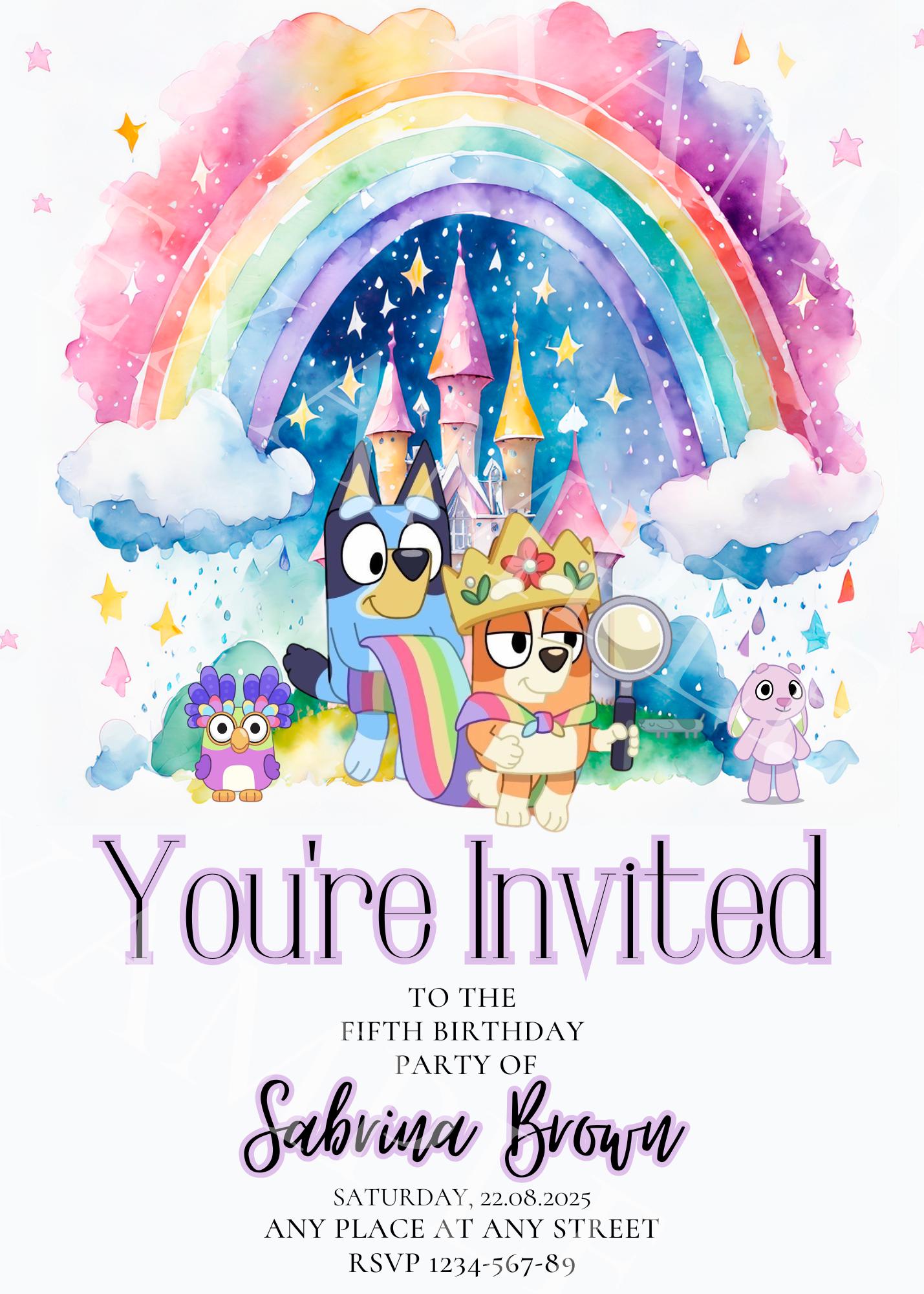Bluey Queens Birthday Invite