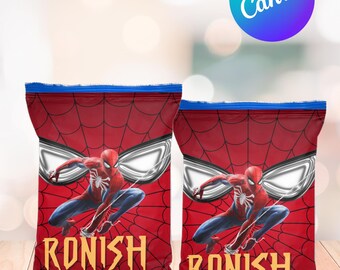 Plantilla para bolsa de papas fritas de Spider Man (DESCARGA DIGITAL)