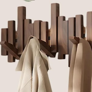 Decorative Wall Coatrack Piano-Inspired Modern Flip-Down Coat Rack | Wall-Mounted Entryway Organizer for Coats, Keys  Wallmount Coat Rack