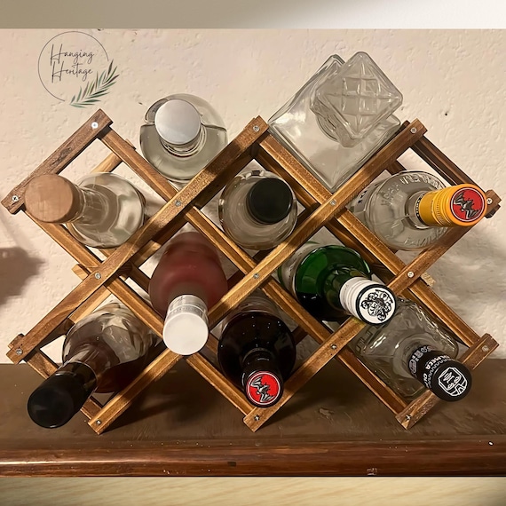 Handcrafted Expandable Wooden Wine Rack Italian Design Tabletop