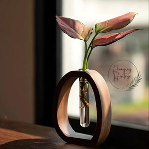Decorative Wood Vase Decoration Wood Dried Flower Vase Wood Glass Wood Vase Planter