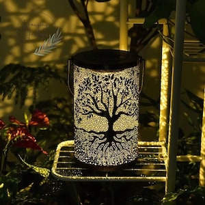 Outdoor Solar Hanging Lantern Tree of Life LED Light Waterproof Decorative Garden Lamp
