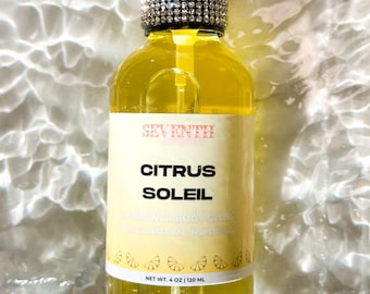 Citrus Soleil Geparfumeerde bodyolie | Lichaamsolie na het douchen | Geparfumeerde olieparfum | Hydraterende lichaamsolie | Hydraterende olie | Handgemaakte lichaamsolie