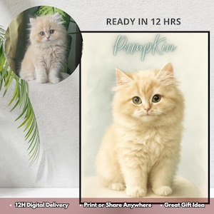 Custom Pet Portrait in Hand-Painted Style from Photo – Unique Pet Memorial Gift & Art for Pet Lovers, Perfect Personalized Gift for Her