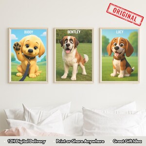 Custom Cartoon Dog Portrait | Personalized Pet Digital Art | Printable Dog Illustration | Unique Gift Idea | Fast Digital Delivery