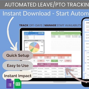 Quick PTO & Leave Tracking System (Google Forms / Sheets) | Track Personal Time Off | Manage Staff Availability | PTO Leave Holiday Template