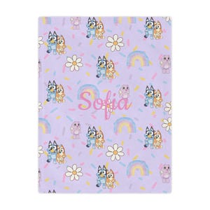 Minky Blanket - Bluey girl blanket, bluey, fun, comfy, Cozy Throw, Soft Blanket, Kids Blanket, Nursery Decor, Baby Shower Gift