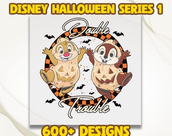 Chip And Dale Halloween DTF Transer, Disney Halloween Ready To Press, Halloween Matching Print, Double Trouble Dtf, Disney Family Dtf Press