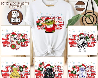 Transferencia DTF navideña personalizada de Star Wars, DTF de Papá Noel de Star Wars de Disney, DTF a juego de Star Wars para las fiestas, DTF navideño personalizado de Disney