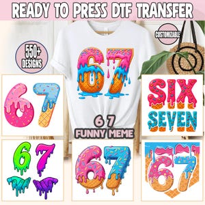 Funny 6 7 Shirt DTF Transfer | Six Seven Shirt Transfer | Ready to Press Sweet Summer Print | Fun 67 Ice Cream DTF