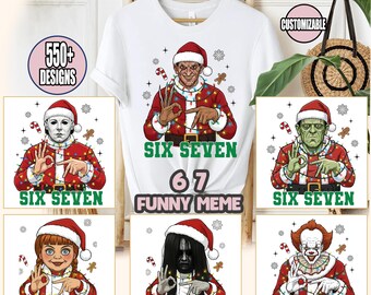 Christmas Six Seven Trending Movie Character Dtf, Horror Killer Characters Dtf, Retro Xmas Dtf, Gen Z Tiktok Dtf, Christmas 67 Dtf Transfer