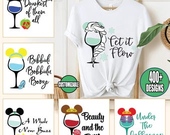 Transferencia DTF de Princesas de Disney bebiendo, DTF de Disney bebiendo, Prensa térmica de comida y vino de Epcot, DTF de Epcot bebiendo, Transferencia DTF de humor de Disney