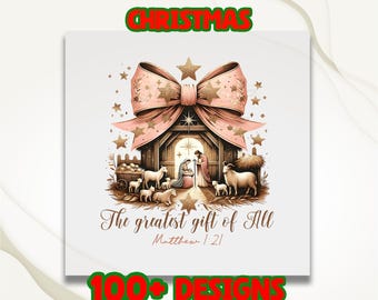 Greatest Gift of all Dtf, Bow Nativity Dtf, Coquette Christmas Dtf, Bow Manger Dtf, Christian Coquette Dtf, Jesus Manger Dtf, Heat Press DTF