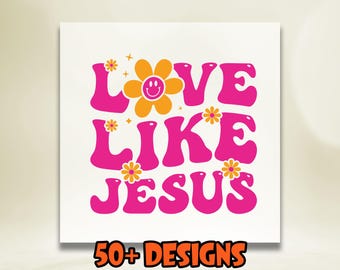 Love Like Jesus Dtf Transfer, Christian Heat Transfers, Groovy Religious Dtf, Floral Jesus Love Dtf, Faith Ready To Press, Bible Verse Dtf