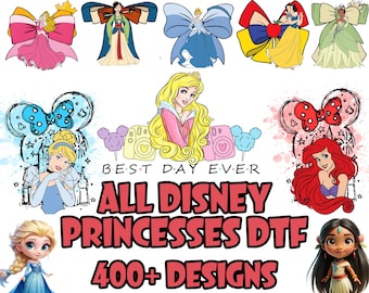 Transferencia DTF de Princesas Disney, Impresión lista para imprimir de Disney, Impresión DTF para viajes familiares a Disneyland, Transferencia de Magic Kingdom, Impresión térmica de Castillos de Princesas Disney