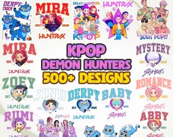 Transferencias DTF de cazadores de demonios K-Pop, DTF de Saja Boys y Huntrix Girls, DTF de impresión térmica de personajes de anime, merchandising de K-pop termoadhesivo, DTF listo para prensar