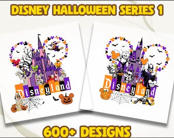 Disney Halloween Dtf, Mickey Head With Castle Dtf, Disney Ears Dtf, Halloween Ready To Press, Halloween Party, Family Matching Disneyland