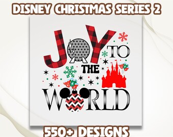 Transferencia DTF de Navidad en Epcot, Joy to the World, lista para imprimir, DTF de viaje de Navidad a Disney Epcot World, hoja de impresión DTF familiar de Navidad en Disney