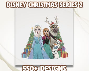 Transferencia DTF de Navidad de Frozen de Disney, Princesas Elsa y Anna Navidad listas para imprimir, Impresión de Olaf de Frozen, DTF de Navidad de Disney, Elsa Navidad