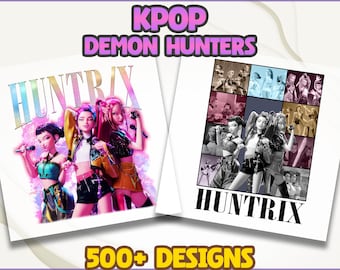 Huntrix Kpop Cazadores de Demonios DTF, Huntrix Girls DTF, Mira Rumi Joey DTF, Cazadores de Demonios DTF, Regalo para Fan del K-pop, DTF de Películas K-pop, DTF de Prensa de Calor