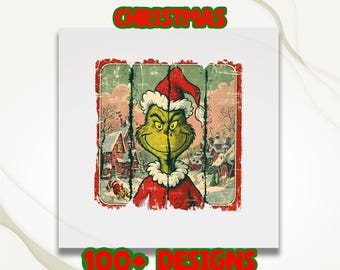 Grinch Christmas DTF Transfer, Retro Christmas Dtf, Christmas Characters Dtf, Merry Christmas Heat Press, Vintage Xmas Dtf, Ready To Press