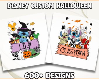 Custom Name Stitch Dtf Transfer, Halloween Stitch Ready To Press, Stitch Heat Transfer, Custom Spooky Disney Dtf, Personalized Halloween Dtf