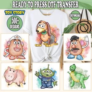 Toy Story Watercolor DTF Transfer, Disney Ready To Press, Toy Story Heat Transfer, Slinky Mr and Mrs Potato Rex Hamm DTF,Disneyland Trip DTF