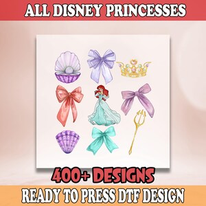 Disney Ariel Coquette Bow DTF Transfer, Little Mermaid DTF, Disney Ready To Press, Princess Ariel Heat Transfer, Disney Coquette Dtf