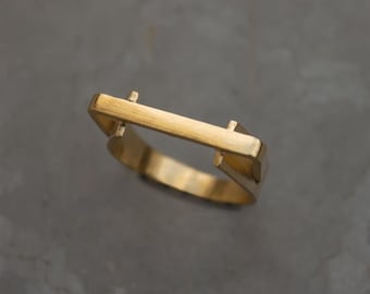 14k Gold Single Bar Geometric Ring