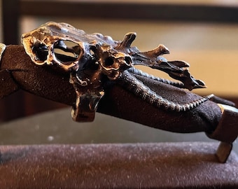 Bronze Mammoth Skull Ring Size 8