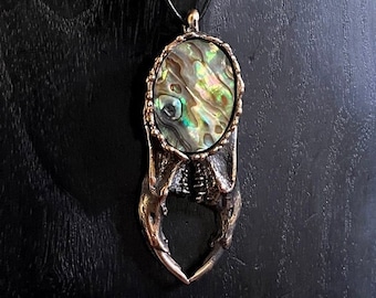 Bronze Scarab Talisman set with Abalone