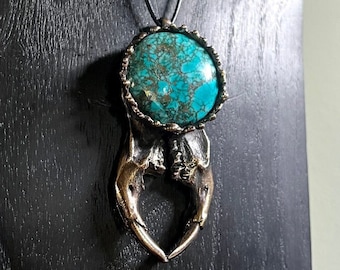 Bronze Scarab Talisman set with Tibetan Turquoise