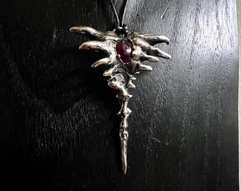 Sterling silver Thorn Pendant set with a Garnet