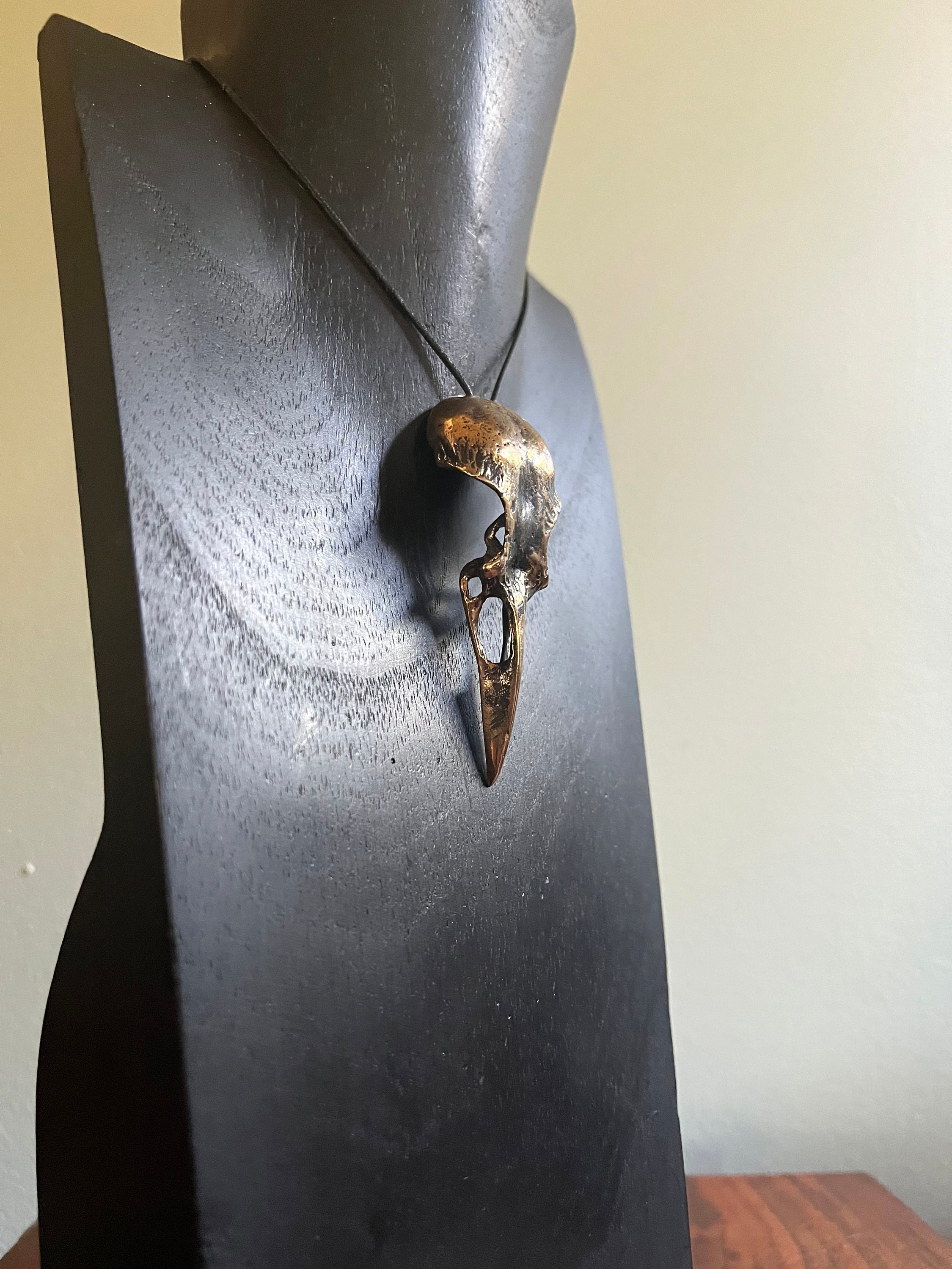 Bronze Crow Skull Pendant