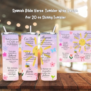 Spanish Bible Verse Tumbler Wrap Design 20oz Skinny , Christian Bible Verse , Tumbler Sublimation Design , Religious Catholic , Spanish Gift